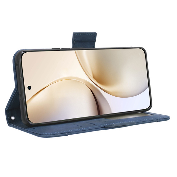 Cu clapetă pentru Realme 14 Pro+ 5G, Card Slot, albastru închis