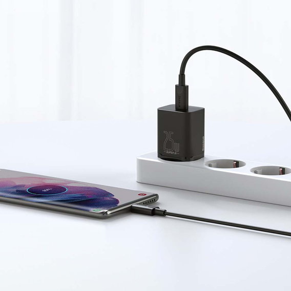 Baseus Super Si PD 25 W USB-C încărcător de rețea + cablu USB-C, negru