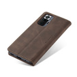 Husa CASEME pentru Xiaomi Redmi Note 10 Pro, Leather Wallet Case, cafea