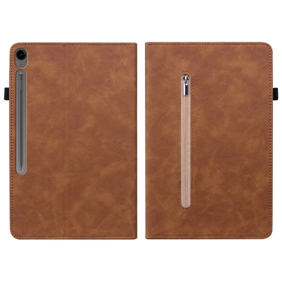 Husa pentru Samsung Galaxy Tab S10 Lite / S10 FE / S9 FE, Wallet Pen Slot, maro