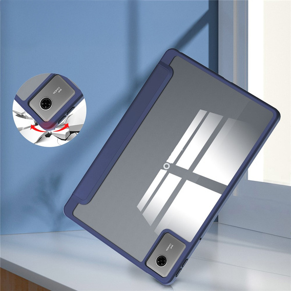 Husă pentru Lenovo Idea Tab 11" / Tab K11 11" (2 gen.), cu spate transparent și suport pentru stylus, albastru marin
