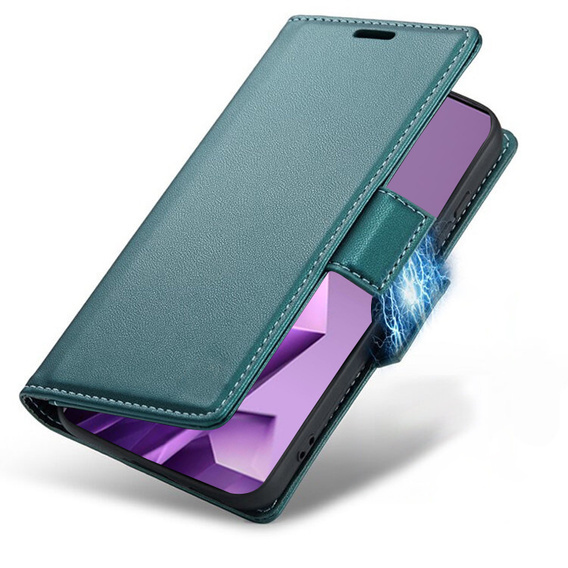Husă pentru Infinix Note 50 Pro+, ERBORD Glossy Litchi, portofel cu clapetă, verde