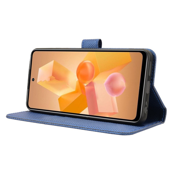 Cu clapetă pentru Infinix Hot 40i, Wallet Smart Magnet, albastru