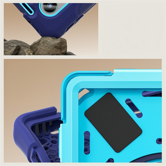 Husă pentru copii pentru Lenovo Tab M11, blindată cu curea, albastru marin / verde
