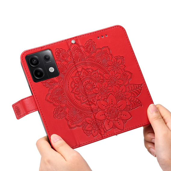 Cu clapetă pentru Xiaomi Redmi Note 13 Pro 5G, Mandala, roșu