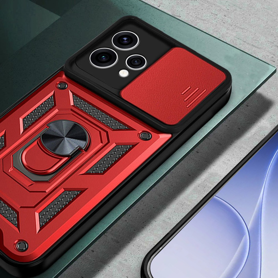 Husă blindată CamShield Slide cu capac pentru cameră și inel pentru Oppo Reno 15, roșu