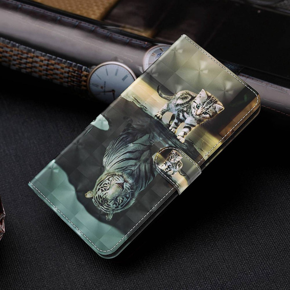 Cu clapetă pentru Oppo A17, Wallet, Cat & Tiger