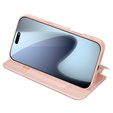 Husă Dux Ducis pentru iPhone 17 Pro, Skin Pro, cu clapetă, cu slot pentru carduri, roz