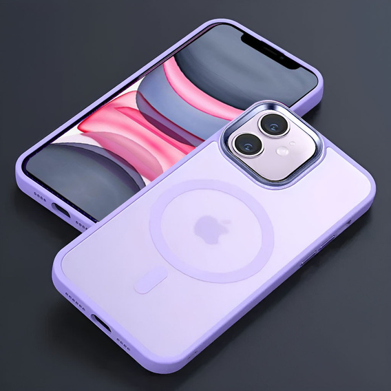 Husă pentru iPhone 11, pentru MagSafe, ERBORD Matt Case, violet + sticlă pentru ecran