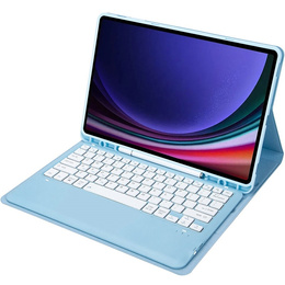Carcasă + tastatură Samsung Galaxy Tab S9+, Leather Pen Slot, caz albastru
