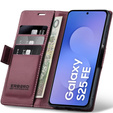 Husă pentru Samsung Galaxy S25 FE, ERBORD Glossy Litchi, portofel cu clapetă, roșu