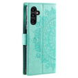 Cu clapetă pentru Samsung Galaxy A15, Mandala Flower, albastru + sticlă 9H 