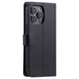 Husă cu clapetă pentru iPhone 16 Pro Max, Rhombus Crossbody Leather, negru
