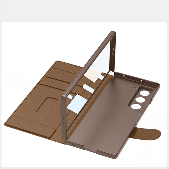 Carcasă portofel cu clapetă maro pentru Samsung Galaxy Z Fold 7 5G
