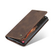 Husa CASEME pentru Samsung Galaxy S21 FE, Leather Wallet Case, cafea