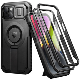 Husă blindată pentru iPhone 13 / iPhone 14, Dexnor CamProtect MagSafe, negru (Două rame)