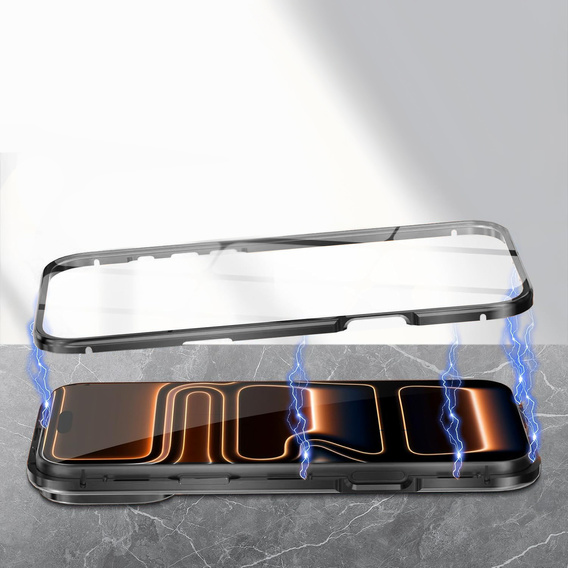 Husă magnetică dublă din sticlă pentru MagSafe pentru iPhone 17 Pro Max, negru