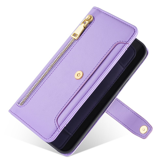 Cu clapetă pentru Motorola Moto G84 5G, Wallet Zipper Pocket, violet