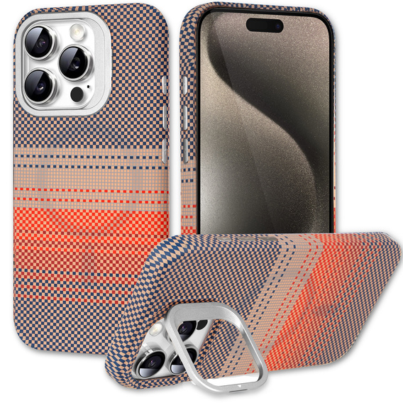 Carcasă pentru iPhone 15 Pro, cadru Kickstand, pentru MagSafe, Sunset Grey