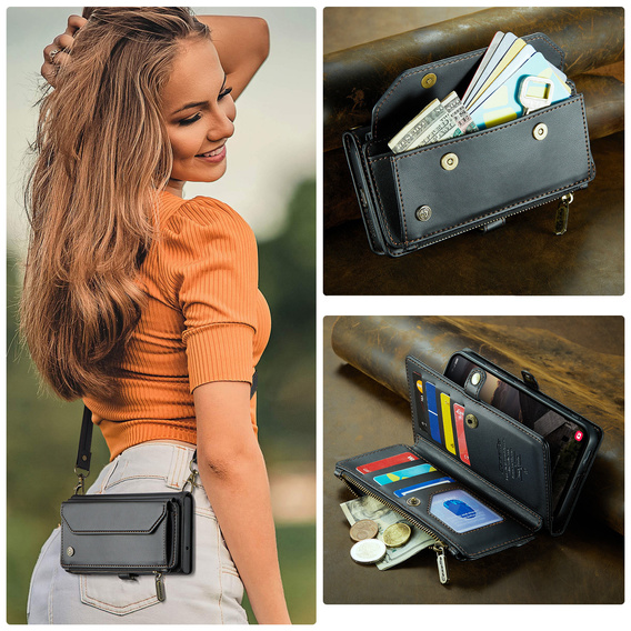 Husă portofel din piele CASEME RFID pentru Samsung Galaxy S26 Ultra, negru