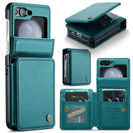 Husa cu clapetă CASEME pentru Samsung Galaxy Z Flip5 5G, Litchi Wallet, verde