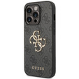 GUESS Huse pentru iPhone 15 Pro Max, 4G Big Metal Logo, gri