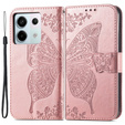 Cu clapetă pentru Xiaomi Redmi Note 13 Pro 5G, Butterfly, roz rose gold