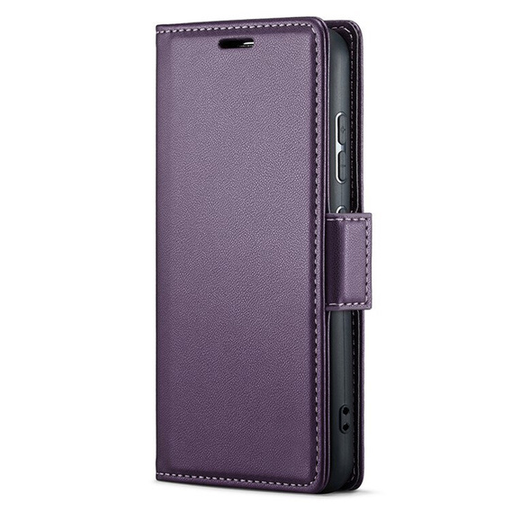Husă pentru Motorola Edge 50 Pro, ERBORD Glossy Litchi, portofel cu clapetă, violet