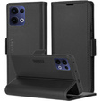 Husă pentru Oppo Reno 13, ERBORD Glossy Litchi, portofel cu clapetă, negru