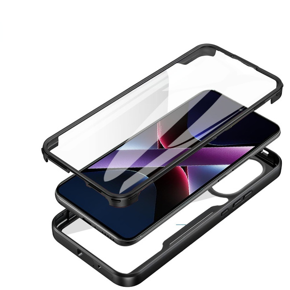 Carcasă pentru Xiaomi Poco X7 Pro 5G, Shockproof, cu folie, negru