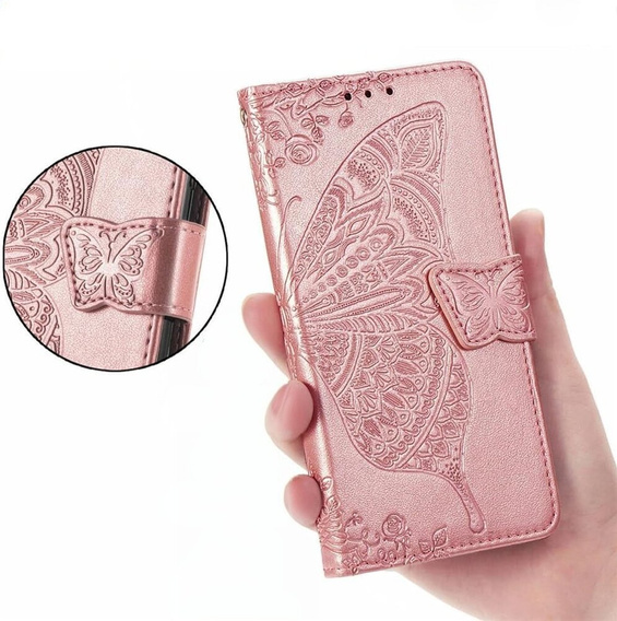 Cu clapetă pentru T Phone 2 Pro 5G, Butterfly, roz rose gold