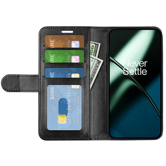 Cu clapetă pentru OnePlus 11 5G, Wallet Case, negru