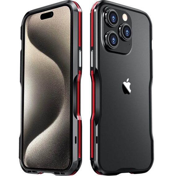 Husa LUPHIE pentru iPhone 15 Pro Max, Armor Bumper, negru / roșu