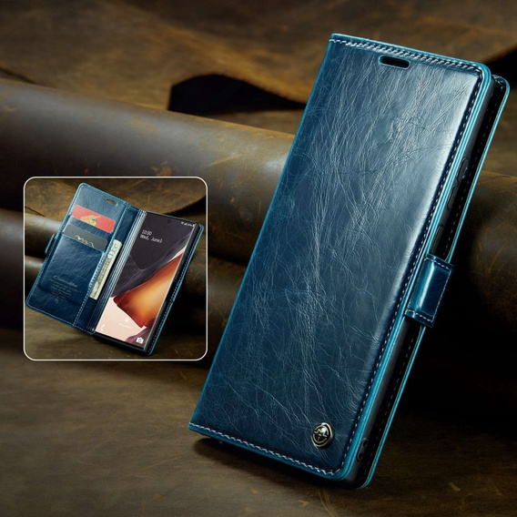 Carcasă flip CASEME pentru Samsung Galaxy Note 20 Ultra, Waxy Textured, albastru