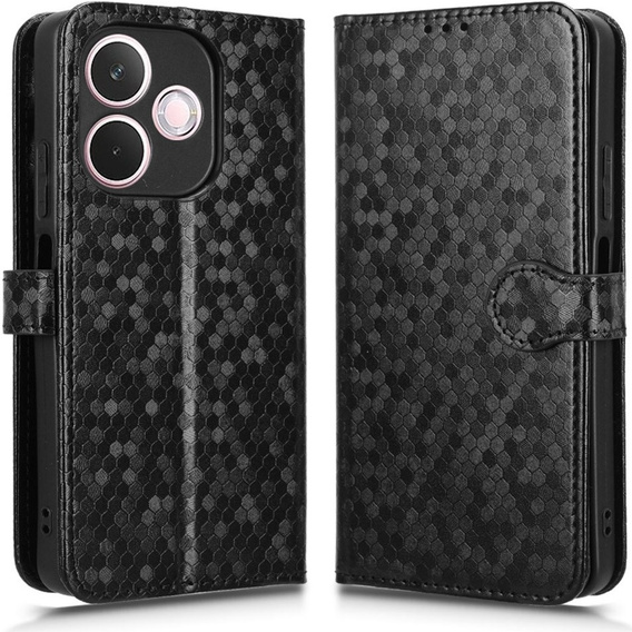 Husa cu clapetă pentru Oppo A5 Pro 5G, Wallet Rhombus, negru