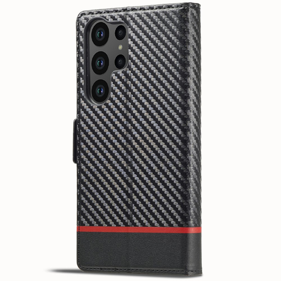 Carcasă cu clapetă pentru Samsung Galaxy S25 Ultra, Carbon LC.IMEEKE, negru