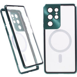 Carcasa Magnetic Dual Glass MagSafe pentru Samsung Galaxy S21 Ultra, verde