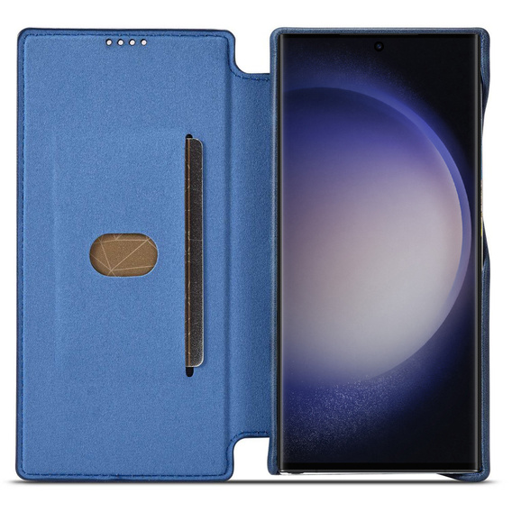 Carcasa cu clapetă pentru Samsung Galaxy S23 Ultra, ERBORD Retro, albastru