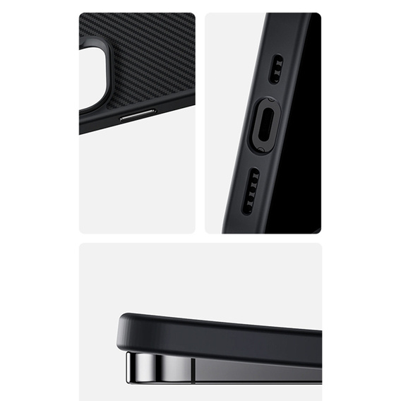 BENKS Kevlar Armor PRO Carbon Fiber 600D D065 caz pentru MagSafe pentru iPhone 16 Pro