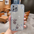 Husă pentru iPhone 12 Pro Max, Glitter Flower, albastru