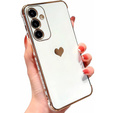 Husă pentru Samsung Galaxy A15 4G / 5G, Electro heart, alb + Sticlă ceramică Full Glue