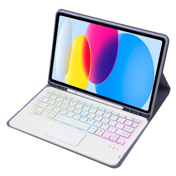 Husă cu tastatură bluetooth touchpad iluminată pentru iPad 10.9" 2022 (10 gen.), violet