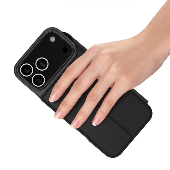 Husă Dux Ducis pentru iPhone 17 Pro Max, Skin Pro, cu clapetă, cu slot pentru carduri, negru