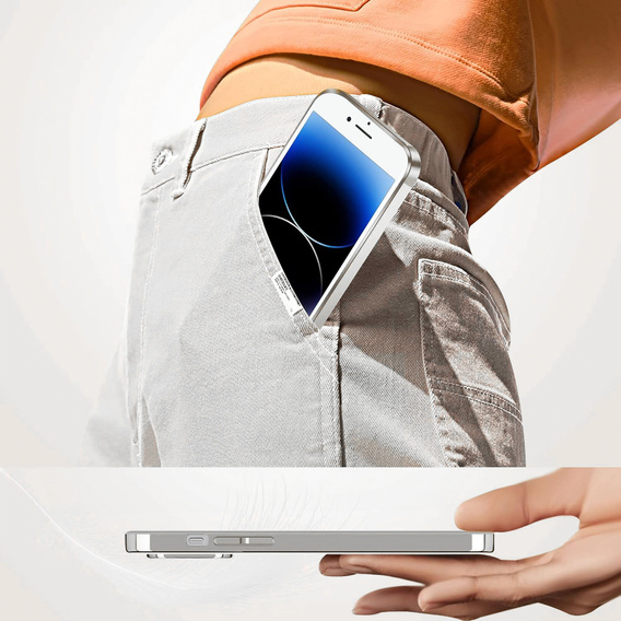 Husă pentru iPhone 7 / 8, Electro MagSafe, de argint + Sticlă pentru ecran