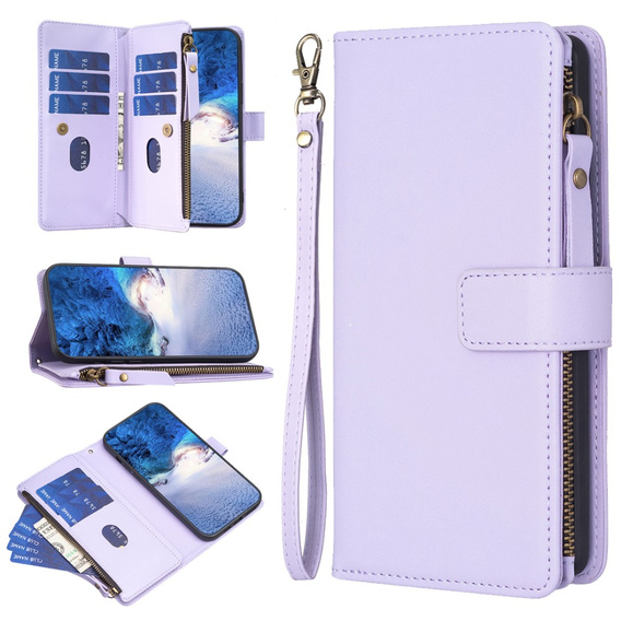 Cu clapetă pentru Xiaomi Redmi Note 13 Pro 4G / Xiaomi Redmi Note 14S / Xiaomi Poco M6 Pro 4G, Wallet Zipper Pocket, violet