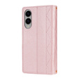 Husă cu clapetă pentru Samsung Galaxy S25 Edge, Rhombus Crossbody Leather, roz rose gold
