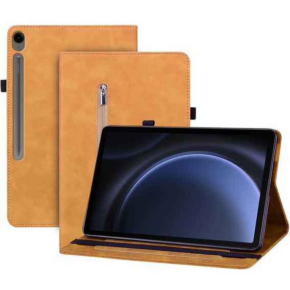 Husa pentru Samsung Galaxy Tab S10 Lite / S10 FE / S9 FE, Wallet Pen Slot, galben
