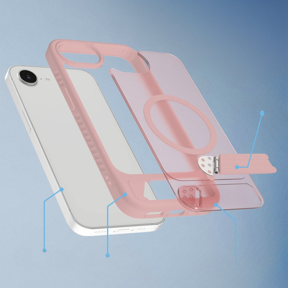 Husă pentru iPhone 16E, Kickstand Matt Case, pentru MagSafe, roz