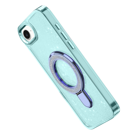 Carcasa iPhone 16e, Glittery Magnetic Kickstand, albastru