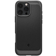 Carcasa Spigen pentru iPhone 16 Pro Max, Rugged Armor MagSafe, negru + Tempered Glass 9H